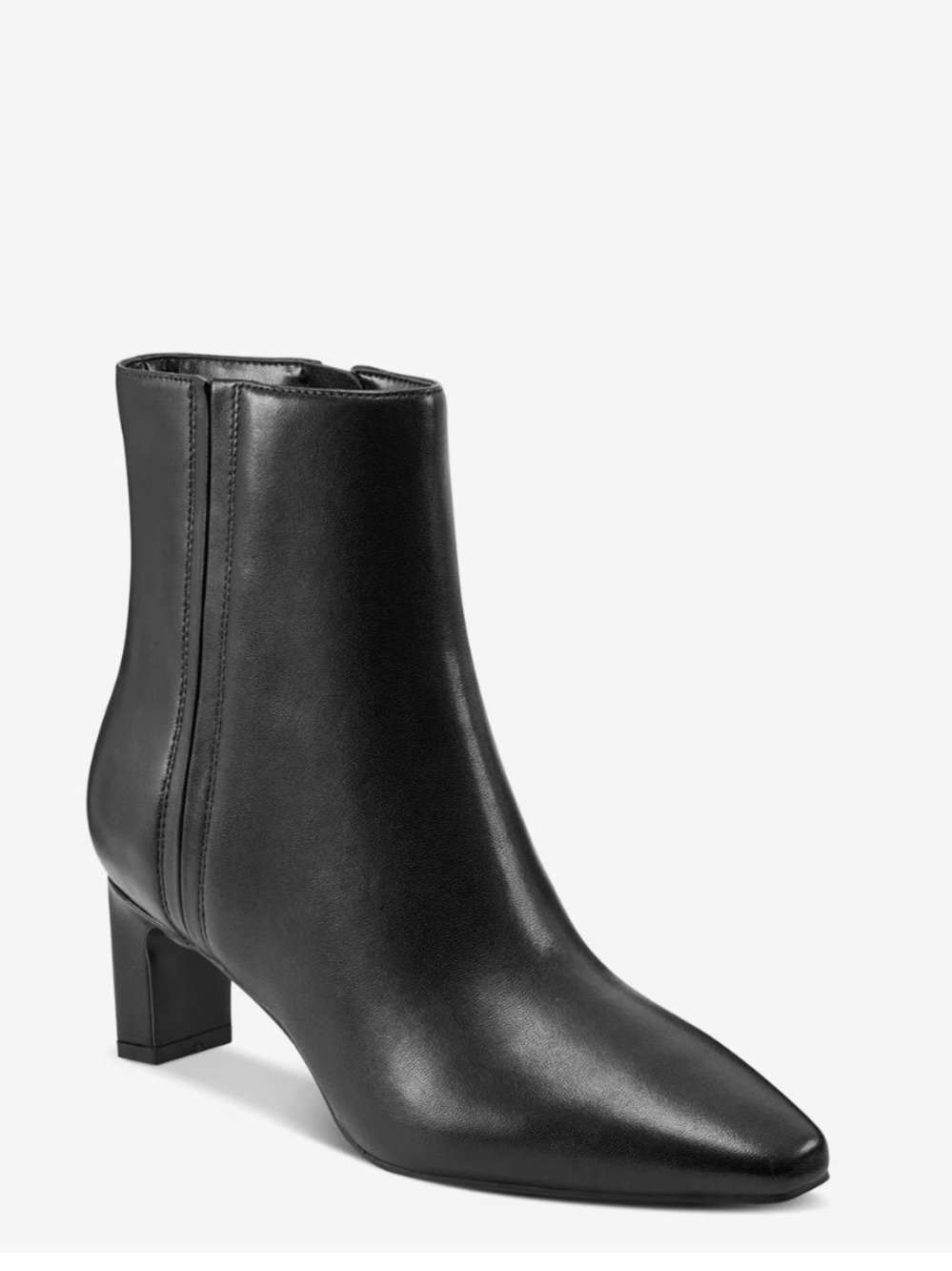 Women's Black Leather Pointed Toe Ankle Boots